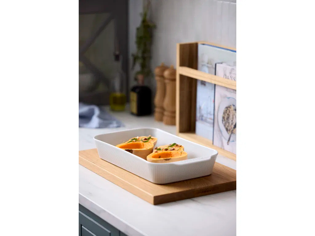 Pillivuyt Plissé Fad dybt 35 x 19 x 6 cm Hvid