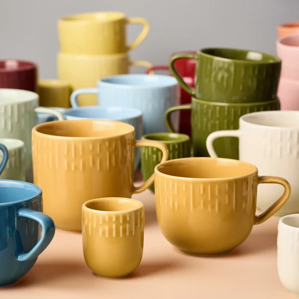 Confetti mini kop med relief Porcelæn 5 cl. Mustard