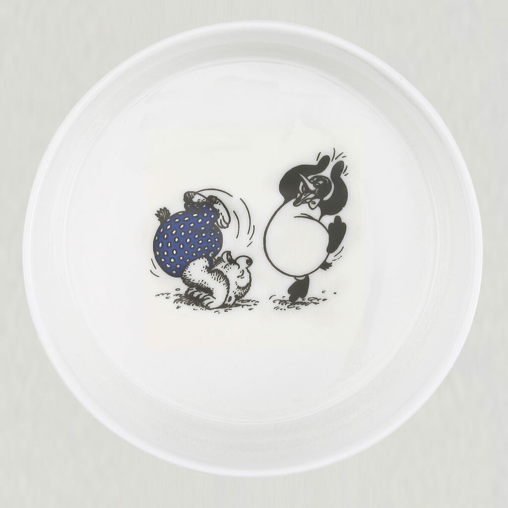 Skål Rasmus Klump, hvid porcelæn, sort/blå print*
