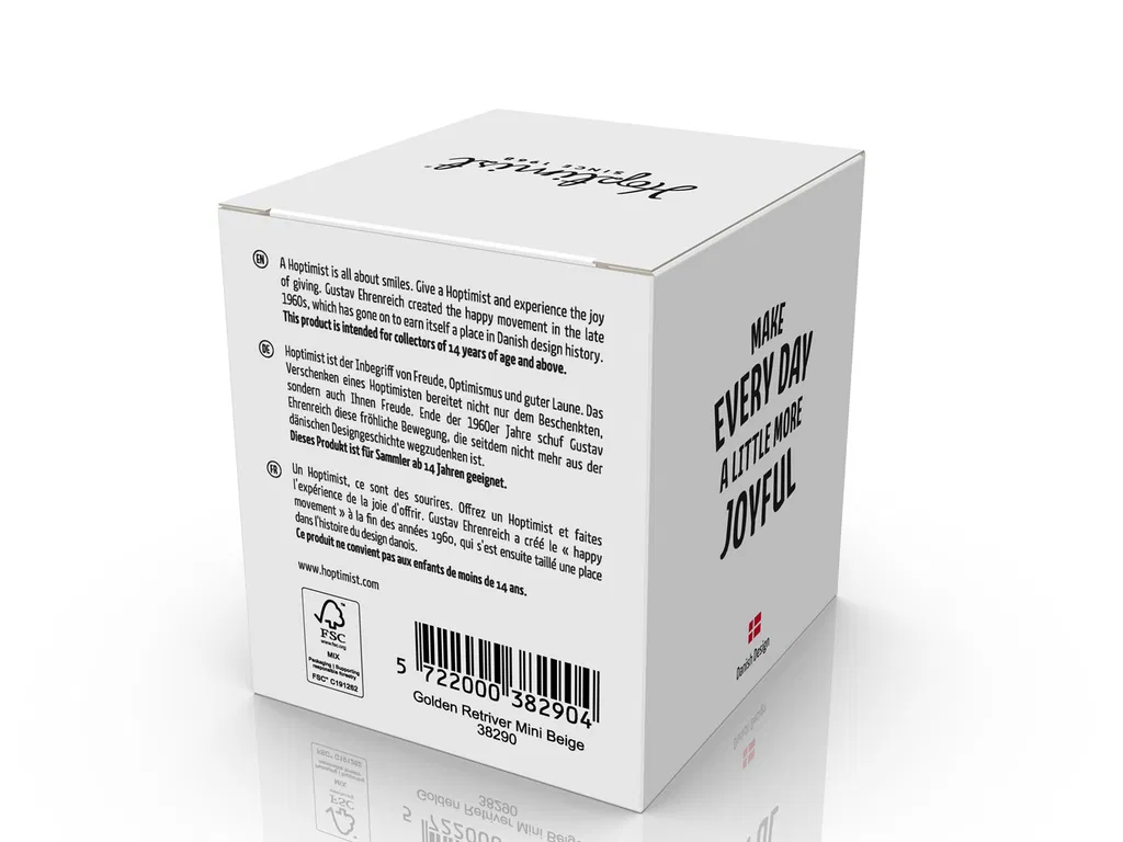 Hoptimist Retriever Hund, 4,4x5x4,9 cm, Mini, Beige