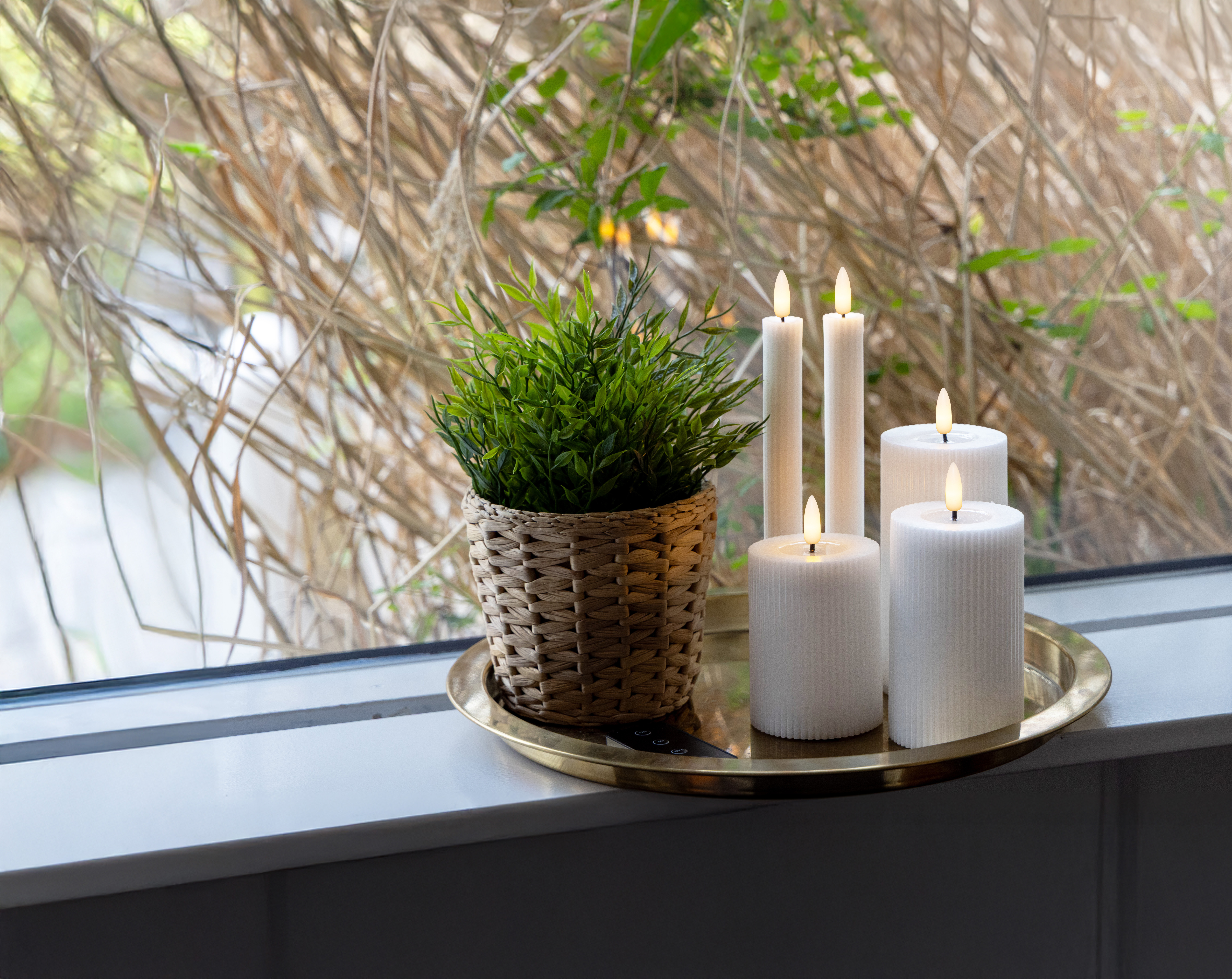 Skandi LED lys Rillet Sæt - 6 Dele - Hvid, inklusiv fjernbetjening