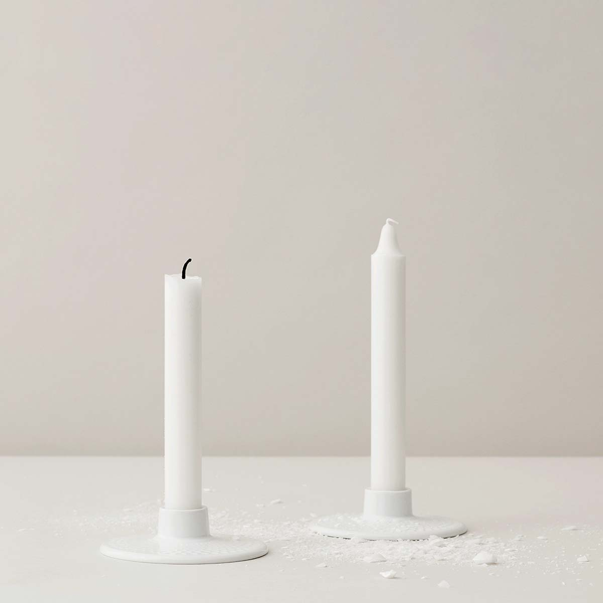 Rhombe Kronelysestage Ø10,5 cm hvid porcelæn