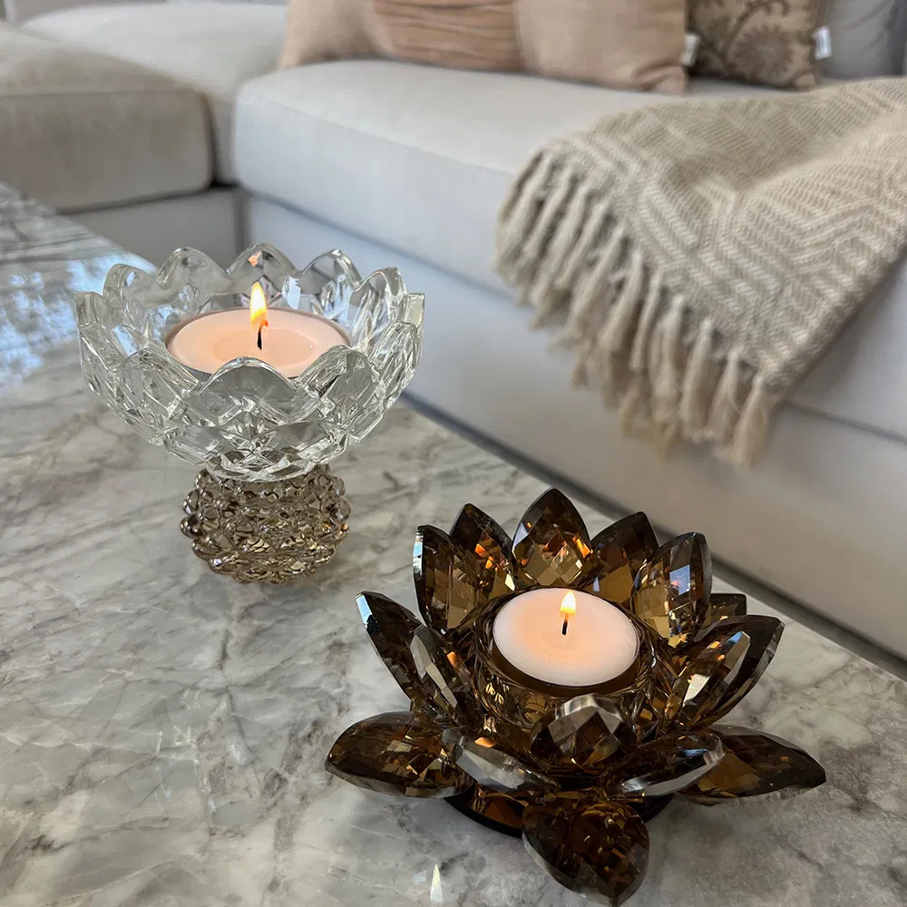 Lotusstage med spejleffekt, amber, H5/D12 cm