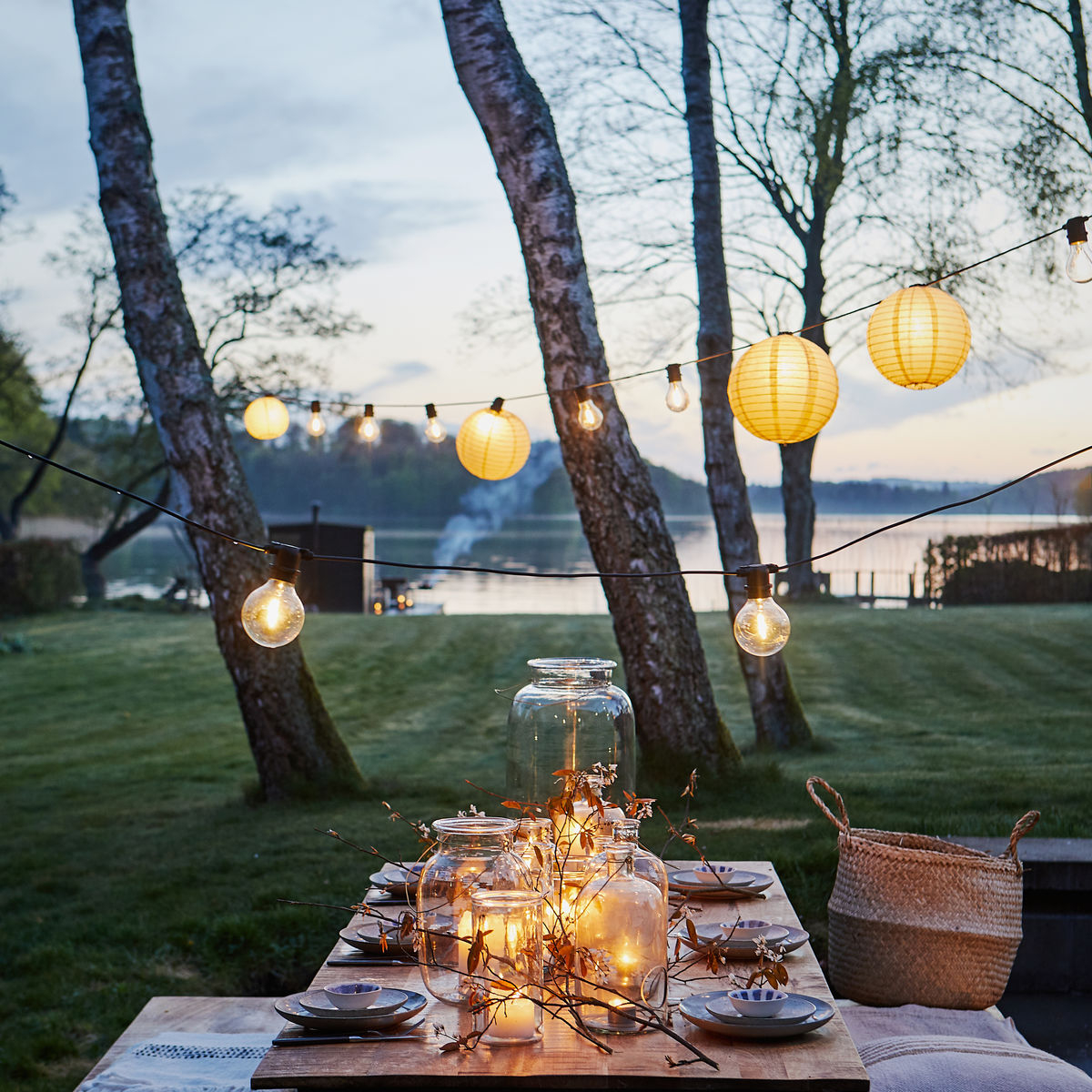 Soni Lampeskærme til lyskæde, Ø 25 cm, 10 stk., sand Soni Lampeskærme til lyskæde, Ø 25 cm, 10 stk., sand