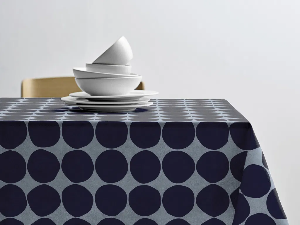 Södahl Akryldug med antislip Bubbles Linen blue - i metermål