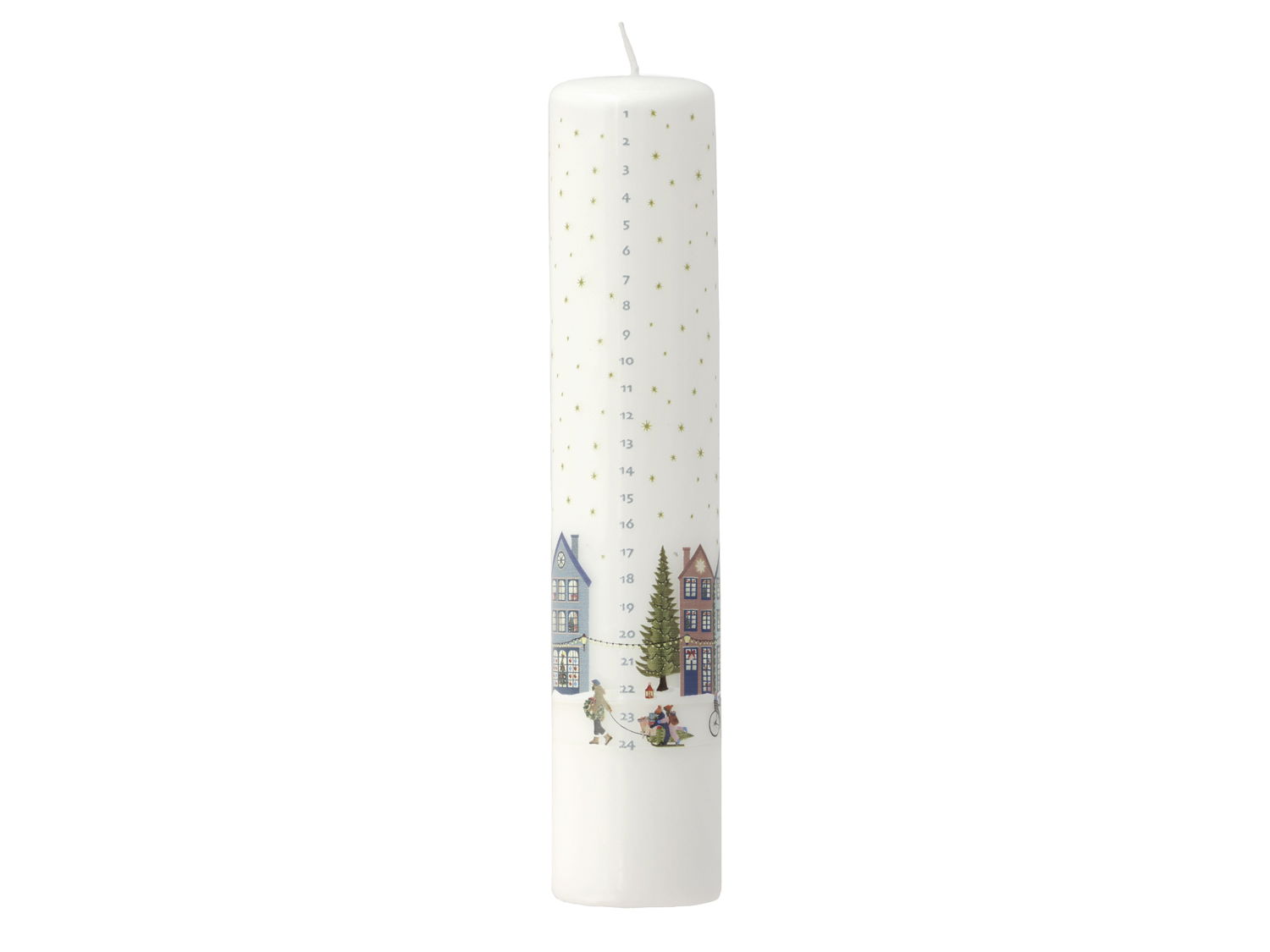 Pillivuyt Vinter Kalenderlys 5x25 cm Hvid/Guldstjerne*