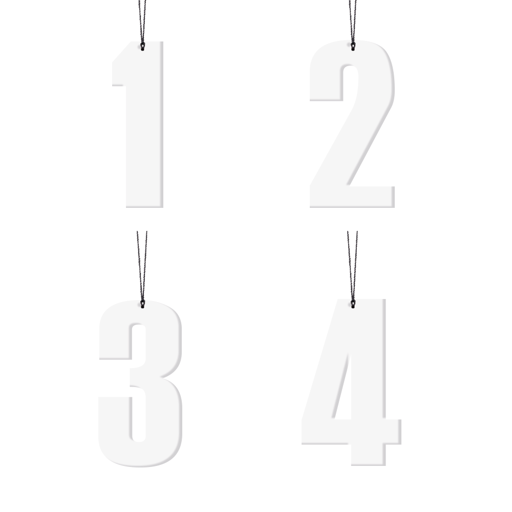 Advents tal - nr.1-4, hvid, 6 cm. Advents tal - nr.1-4, hvid, 6 cm.