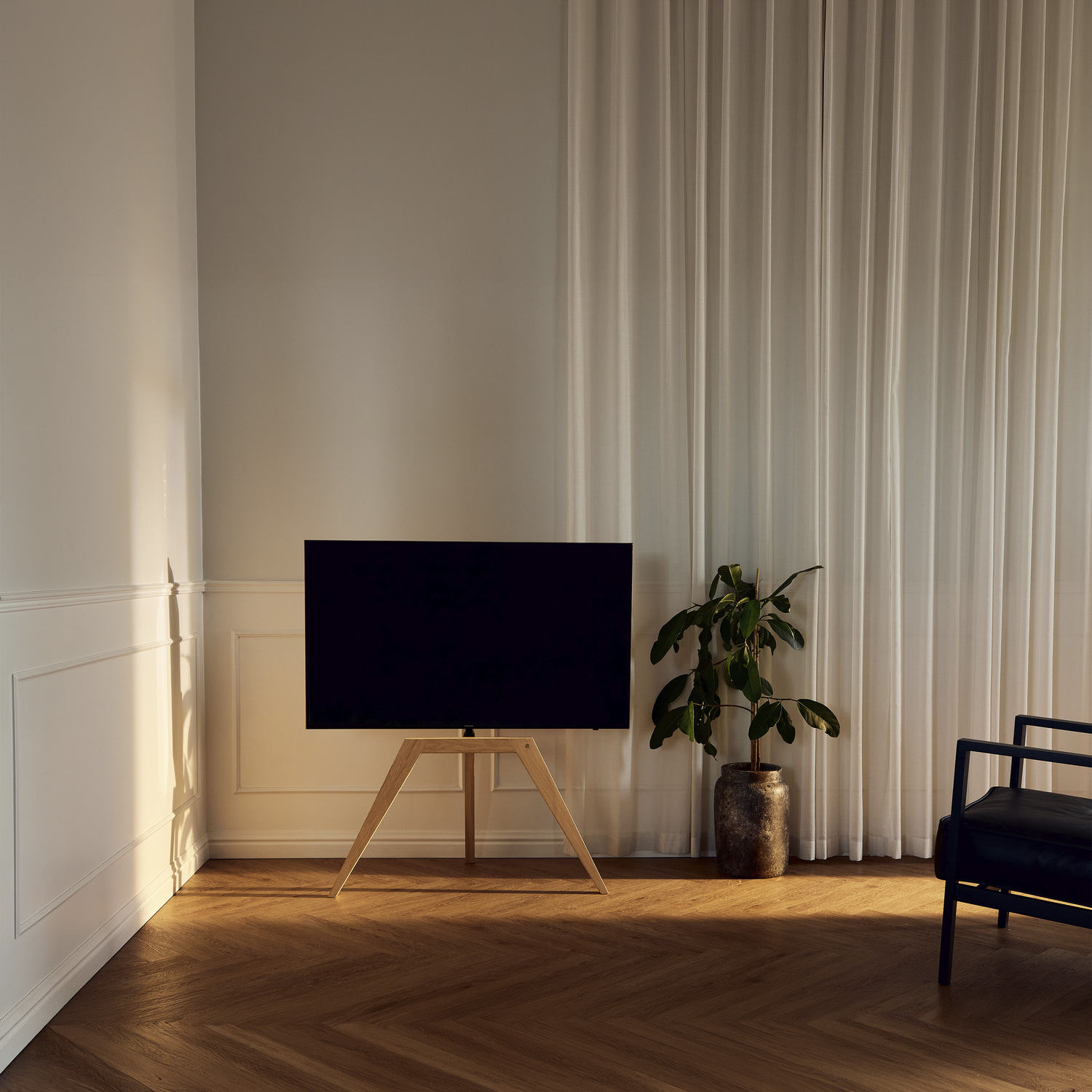 View TV Stander, L94,8xB50xH91,3 cm - 100% Massiv Eg