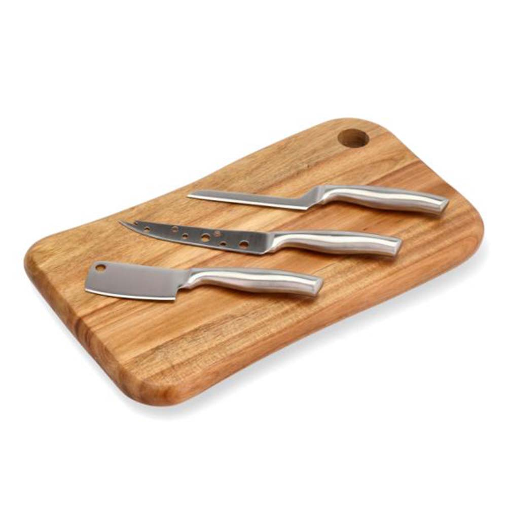 HOLM Ostebræt med 3 knive Akacietræ og stål HOLM Ostebræt med 3 knive Akacietræ og stål