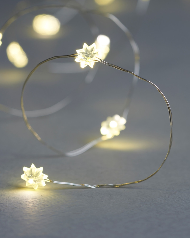 Silke miniblomst 20 lys, Klar/Sølv Silke miniblomst 20 lys, Klar/Sølv