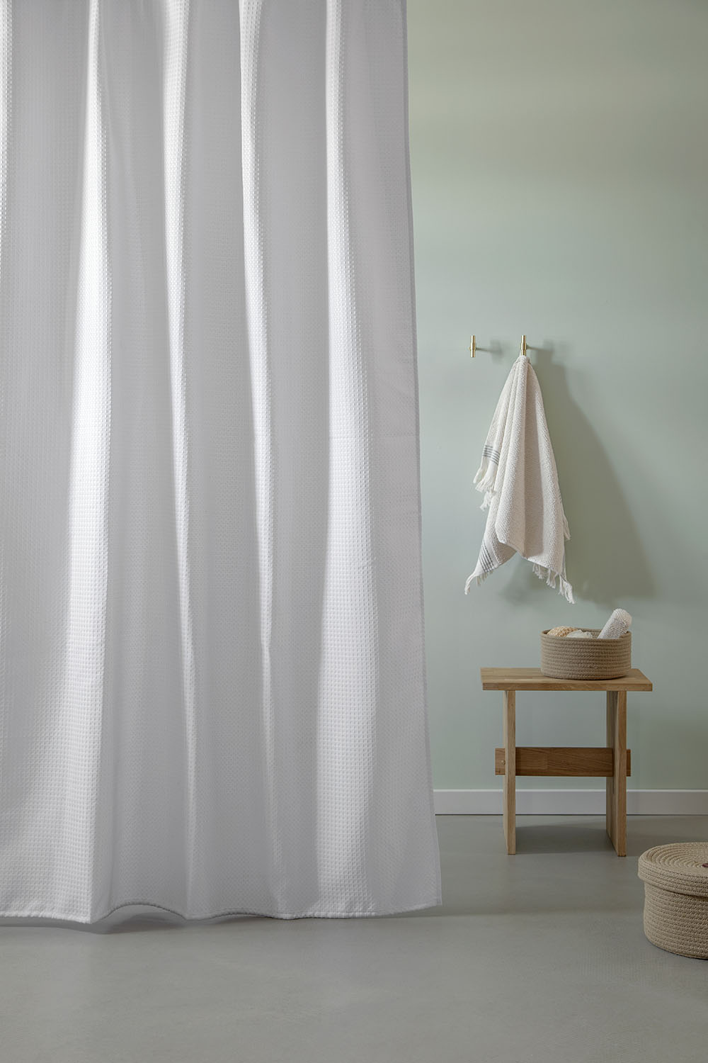 MOUD Home WAFFLE Badeforhæng i hvid - 180x220 cm