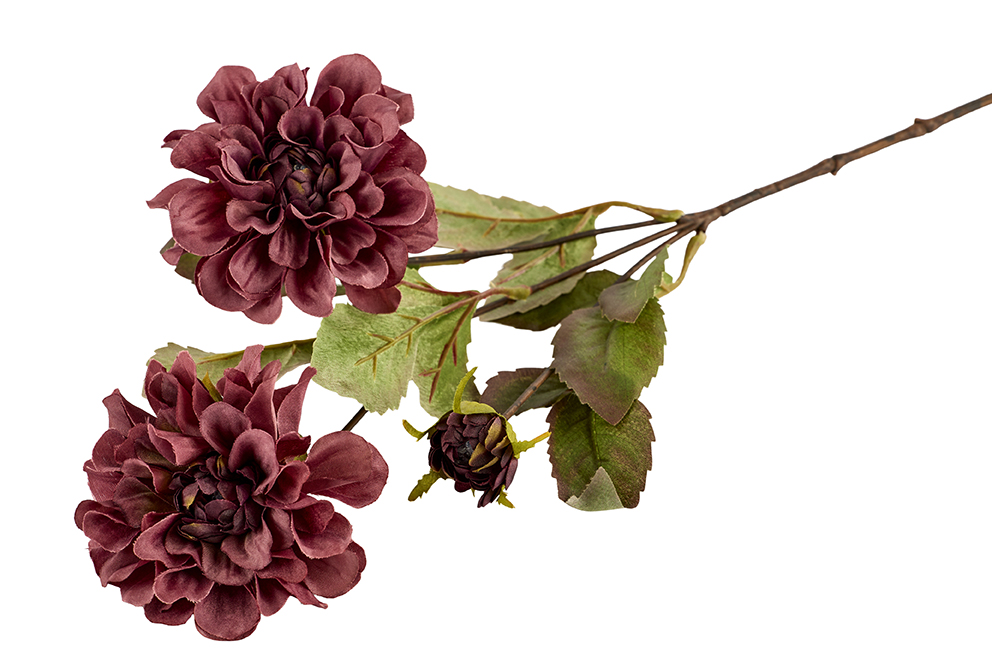 Silkeblomst Dalia 60 cm Bordeaux 2+1 blomst