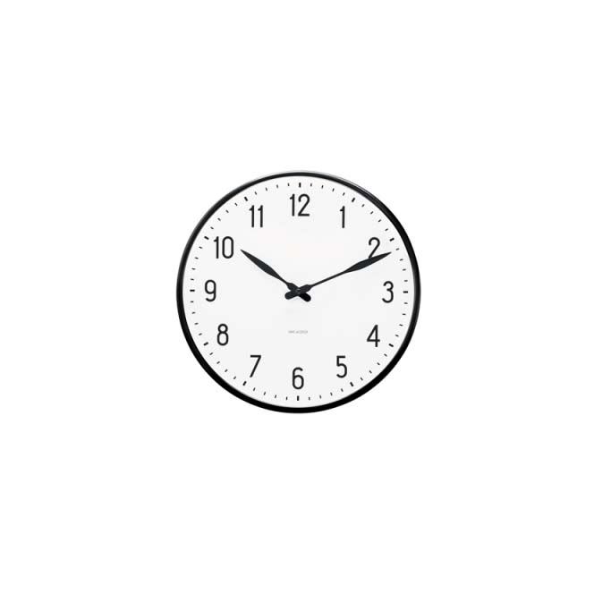 Arne Jacobsen Station Vægur Ø16 cm sort/hvid Arne Jacobsen Station Vægur Ø16 cm sort/hvid