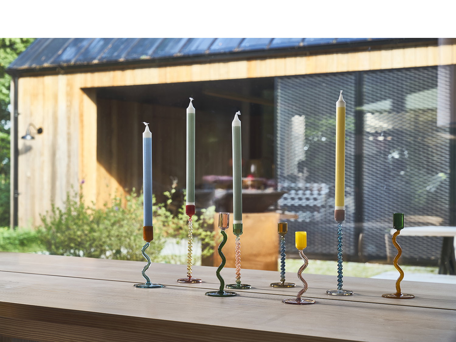 Glaslysestage Vivid 7,4 x 20,3 cm Gul/Rød*