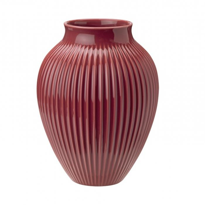 Knabstrup, vase, riller bordeaux, 27 cm