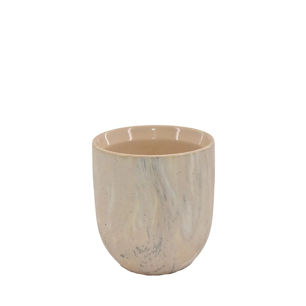 Keramik potte, lille, marmorlook sand Keramik potte, lille, marmorlook sand