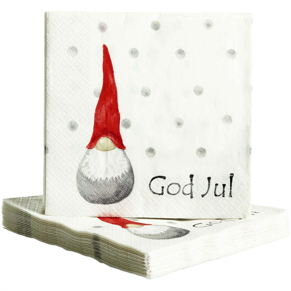 Papirserviet Santa High Hat 1 santa, hvid 20 stk 25x25cm