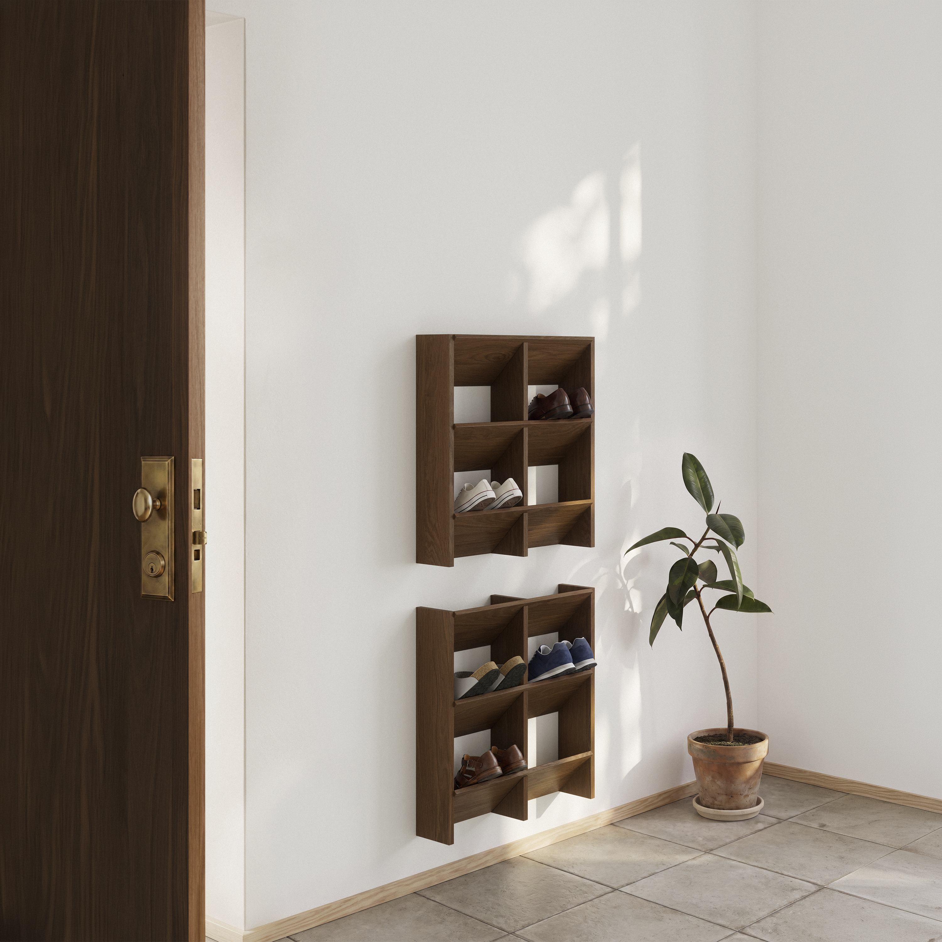 Fold Hylde - Røget, L56,8xD12xH60 cm - 100% Massiv Eg - Røget Olie