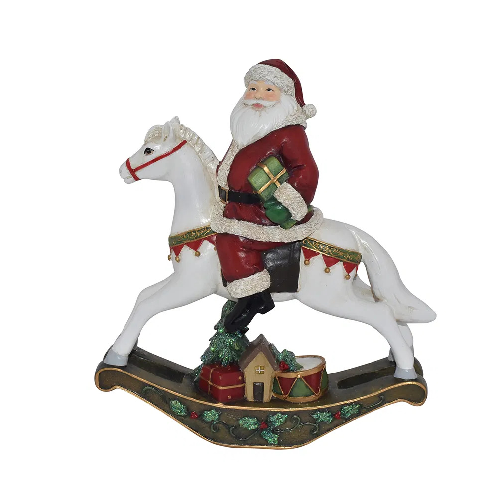 Julemand på gyngehest, multifarvet, H28/L24 cm Julemand på gyngehest, multifarvet, H28/L24 cm