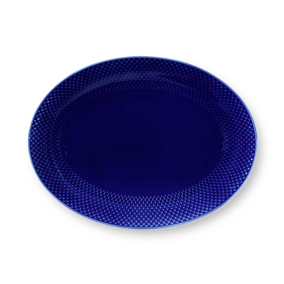 Rhombe Color Ovalt serveringsfad mørkeblå 35x26.5 cm