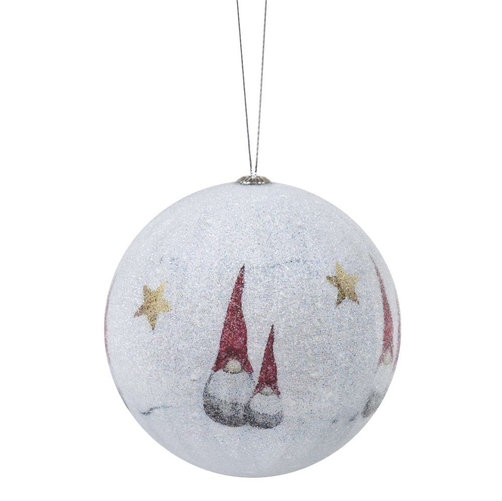 Jule ornament Julemand med høj hat, ø10 cm, lysegrå frost