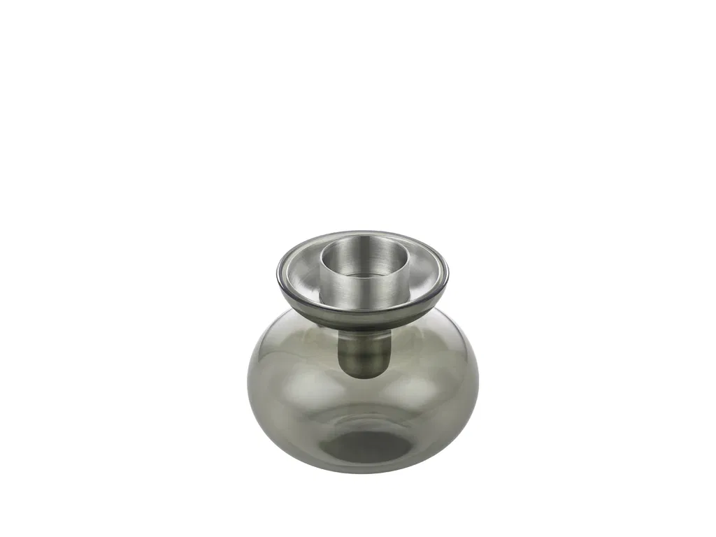 Zone Denmark Vase/Lysestage Inu 11 x 10 cm Røget Grå/Stål Zone Denmark Vase/Lysestage Inu 11 x 10 cm Røget Grå/Stål