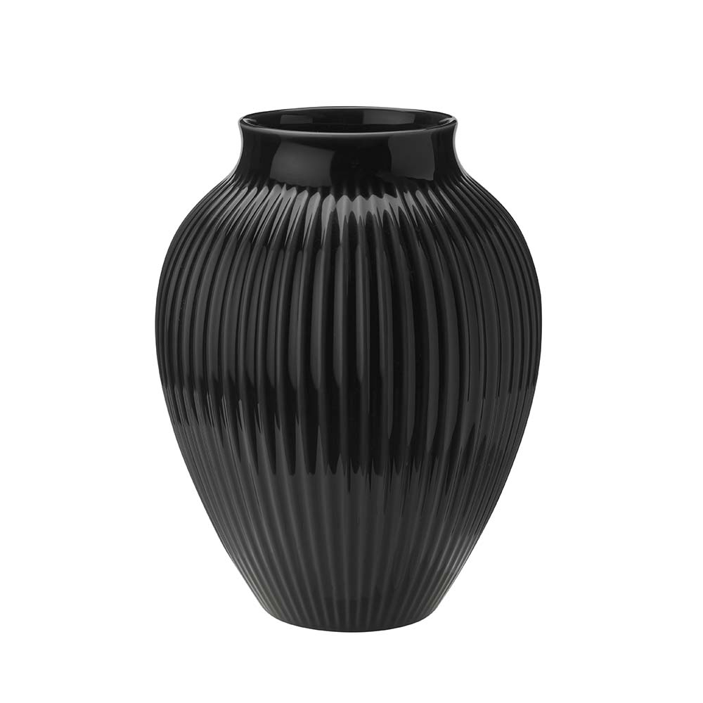 Knabstrup, vase, riller sort, 27 cm 