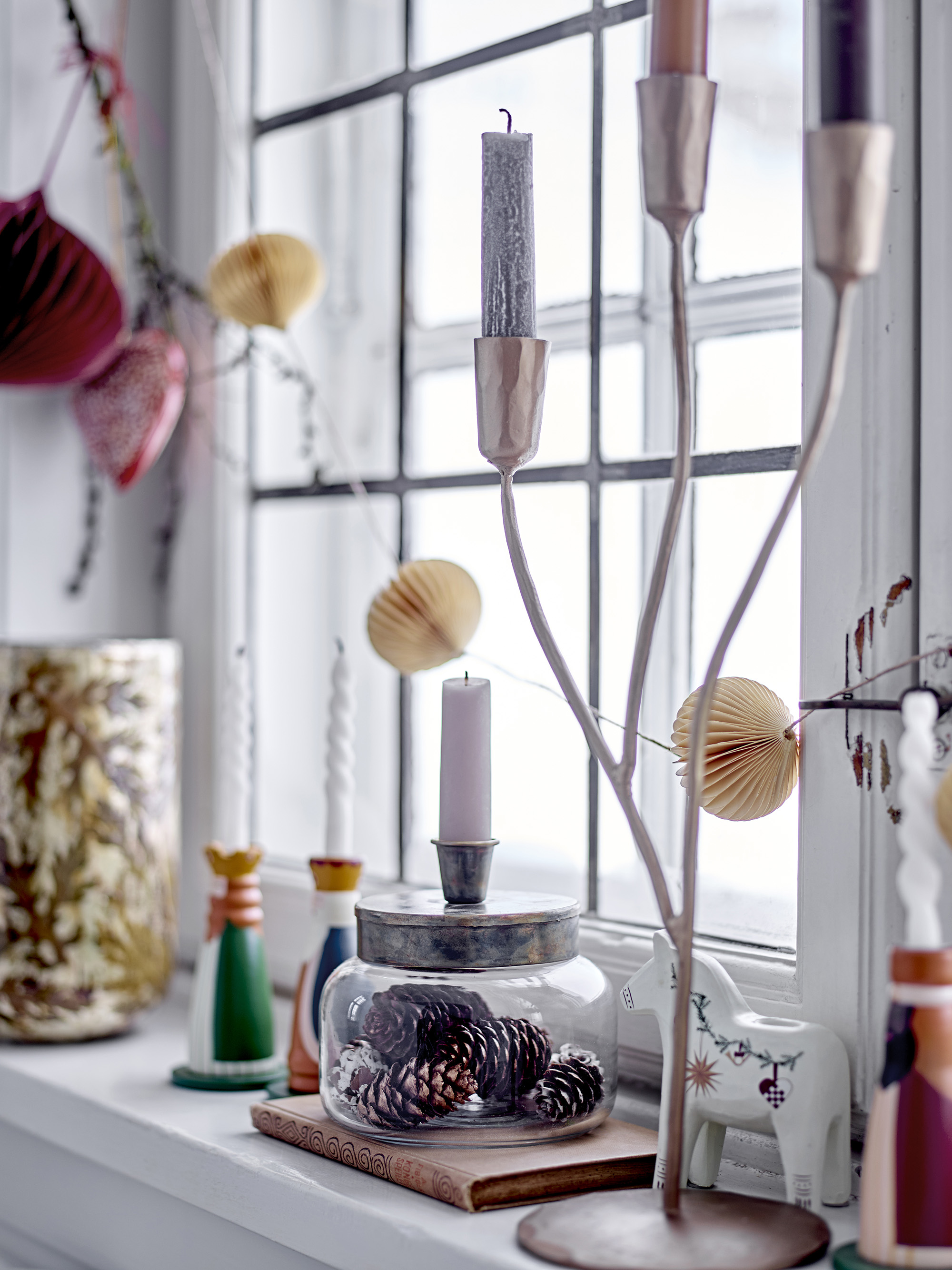 Jaquelin Lysestage, Brass, Glas, D7,5xH10 / D12,5x12 cm, Set of 2