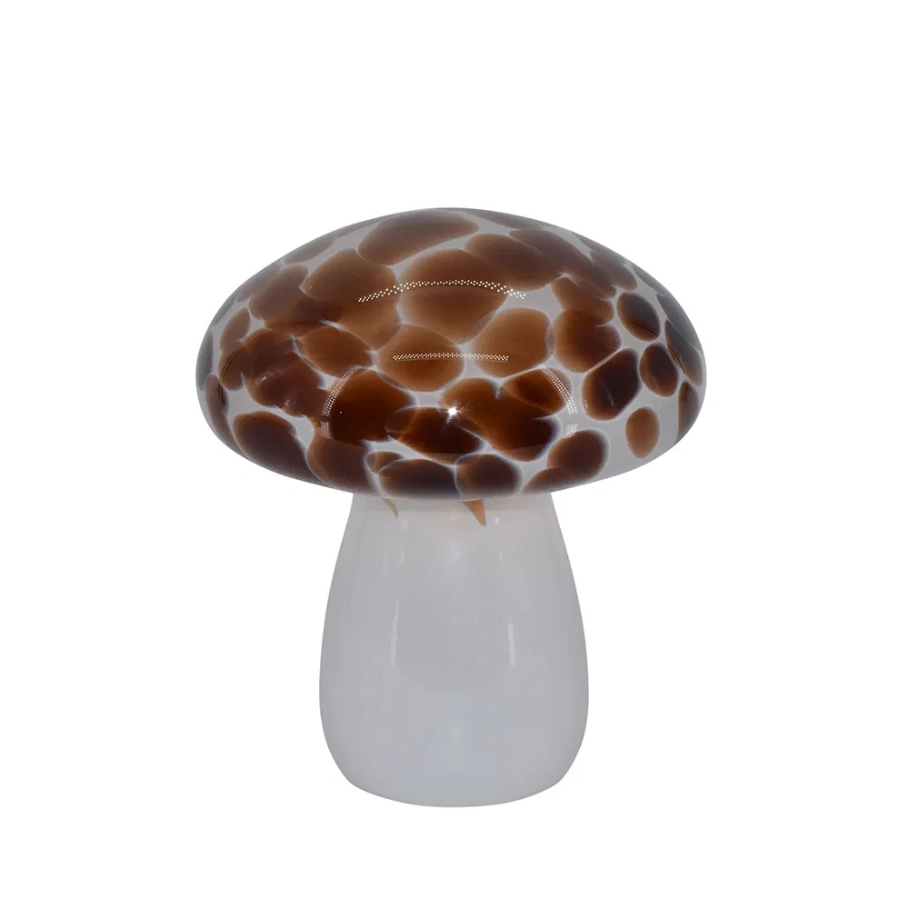 Mushroom glaslampe LED, stor, cognac, H18/D16 cm
