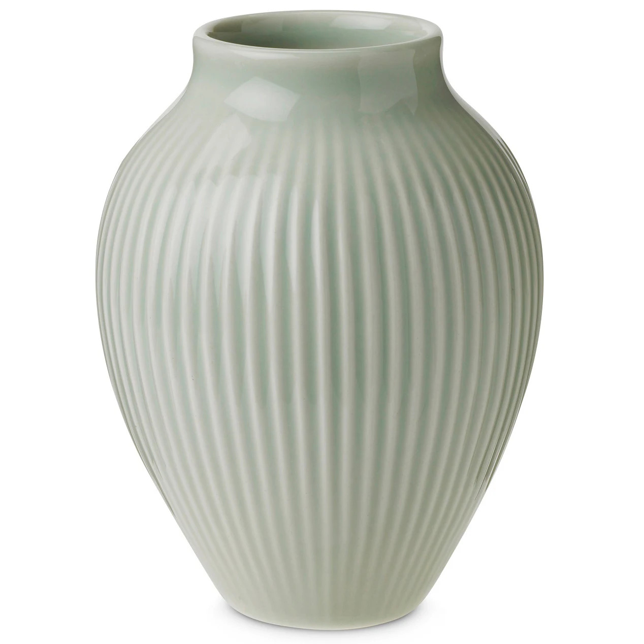 Knabstrup, vase, riller mintgrøn, 27 cm 
