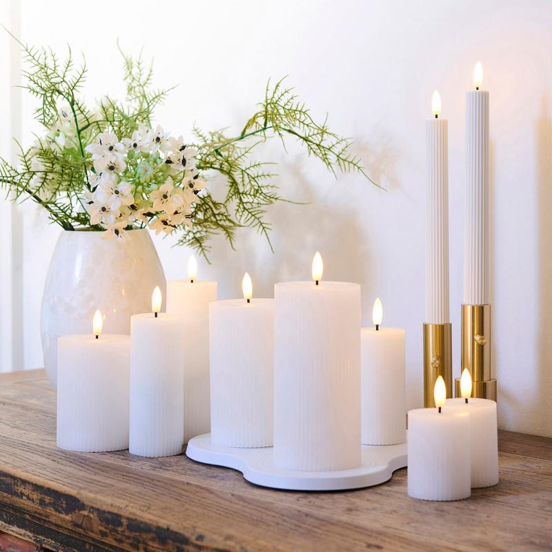 Sirius Smilla Genopladelig bloklys 10/12,5/15 cm 3 stk. sæt, Hvid