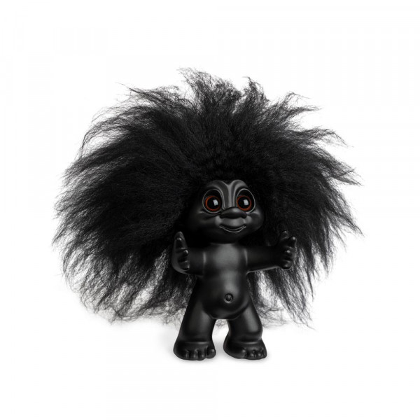 Lykketrold, mat sort/sort hår, 9 cm Lykketrold, mat sort/sort hår, 9 cm