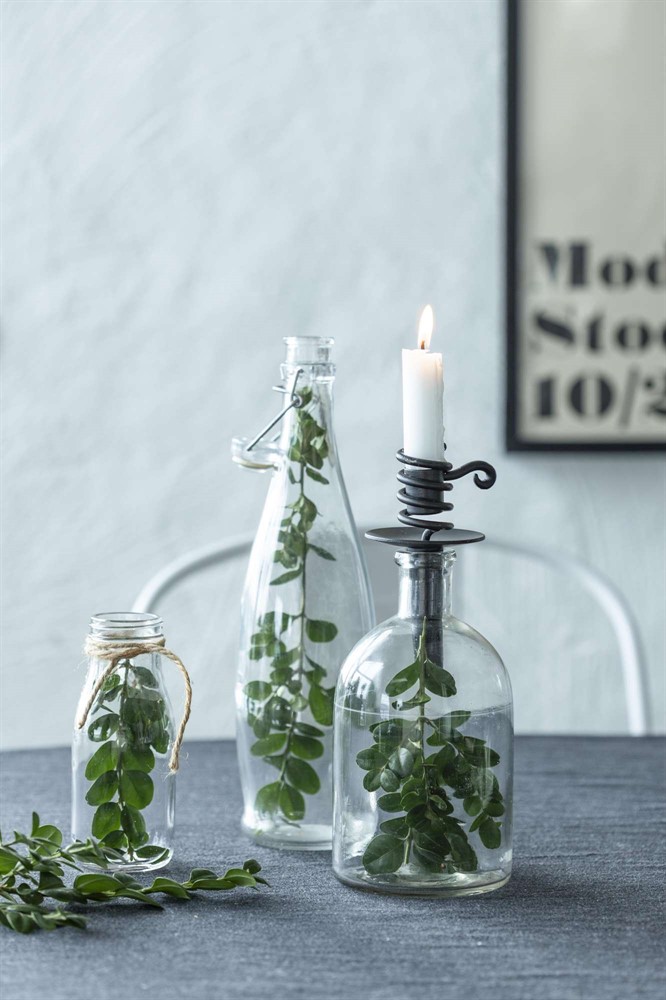 Candleholder for bottle, black H.10,5cm
