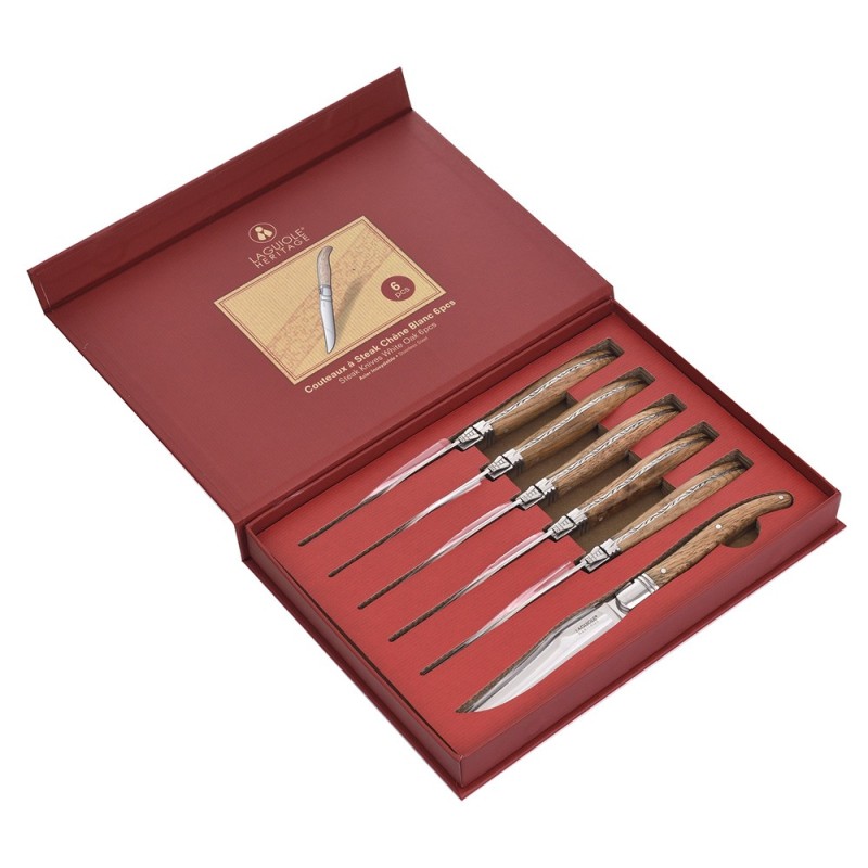Laguiole Herit Steakknive Hvid Eg 6 stk.