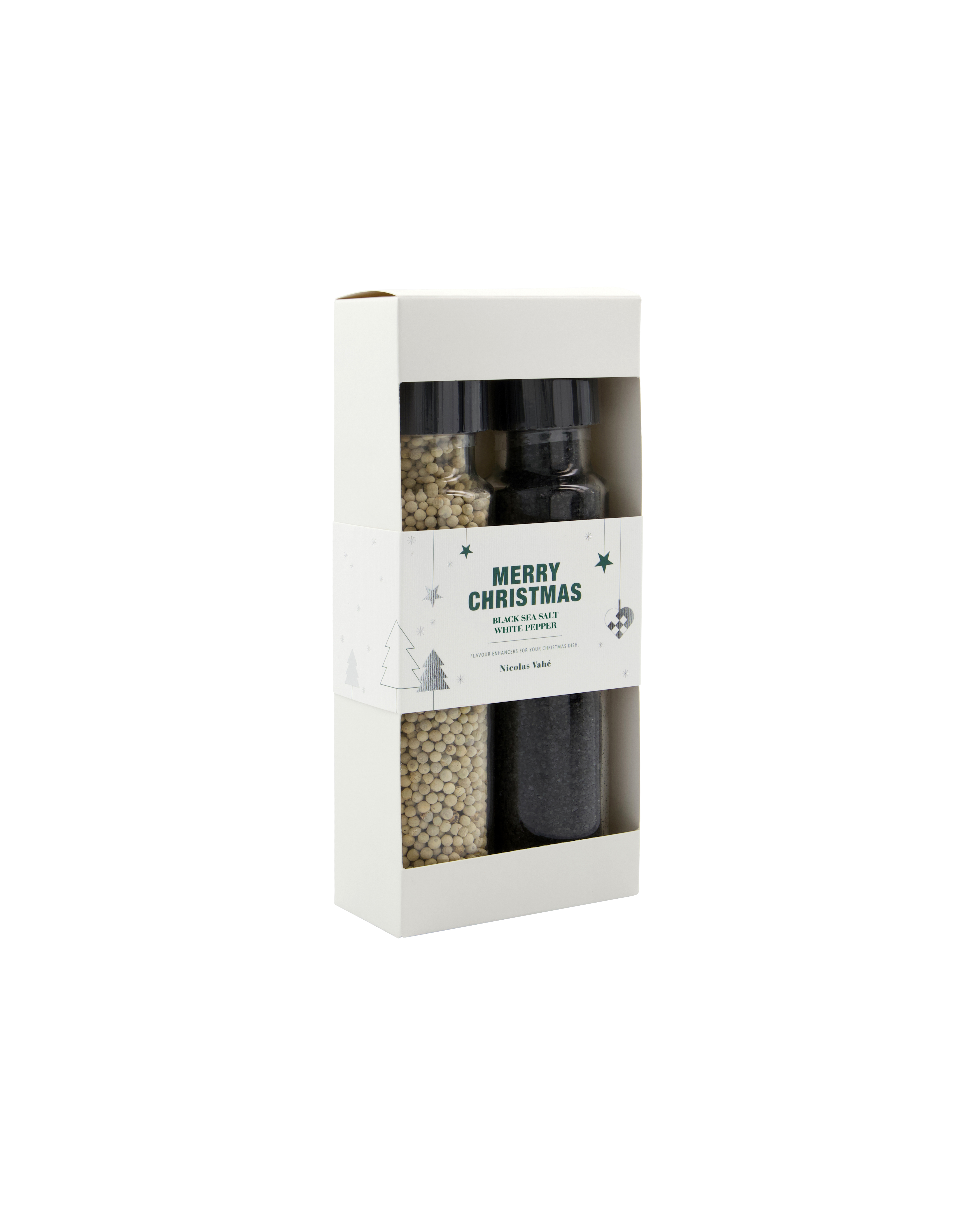 Gaveæske, Sort havsalt + peber, hvid, 320|175 g|g