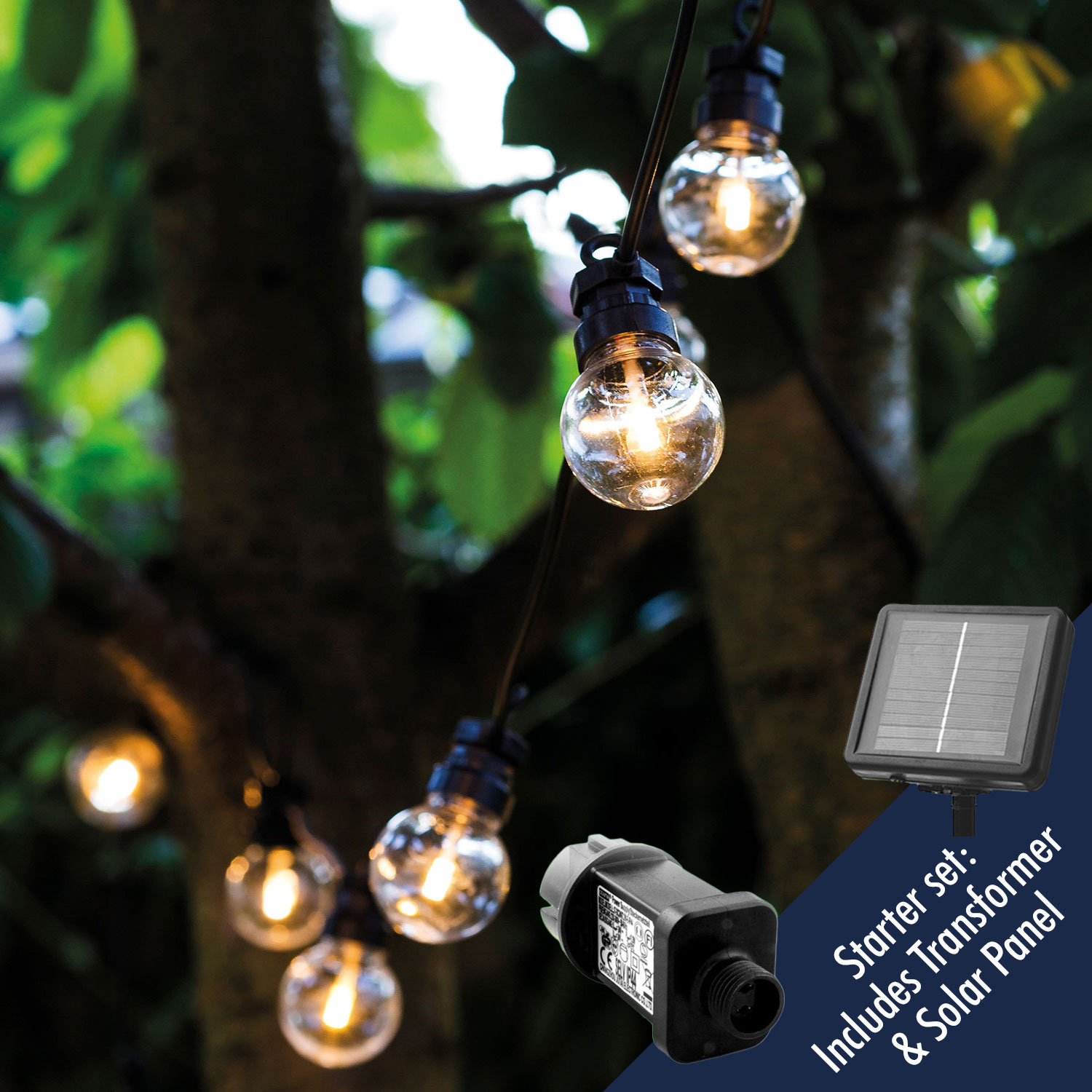 Lucas Combi lyskæde Solar/Transformer startsæt, 10LED, Klar