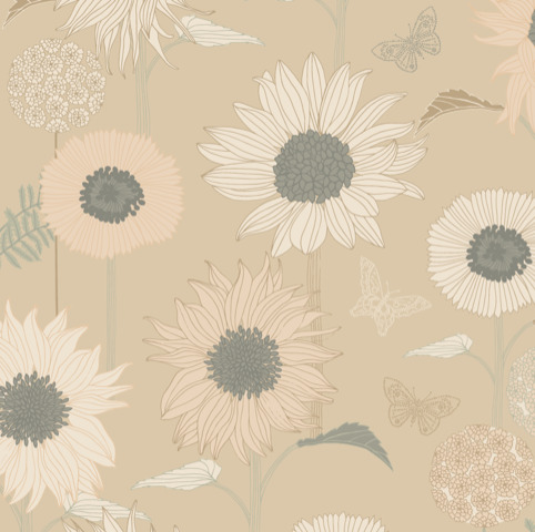 Akryldug med antiskrid – Sunflower Sense – Notes by Susanne Schjerning - i metermål Akryldug med antiskrid – Sunflower Sense – Notes by Susanne Schjerning - i metermål