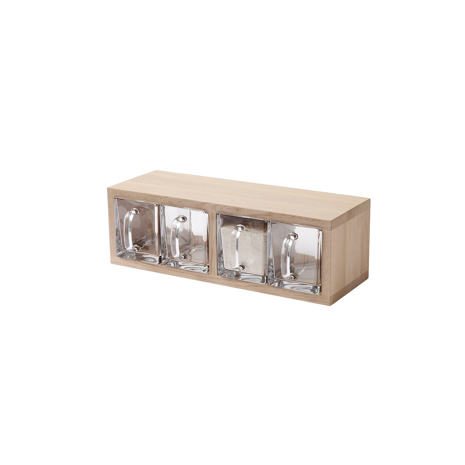 A-organizer shelf 1 – Hvidpigm. Mat lak, L52xD17xH18 cm – Eg – Hvidpigm. Mat Lak / 4 Glas